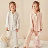 Children's Girl's Lolita Turndown Collar Pajama Sets.Cotton TopsPants.Toddler Kids Lace Pyjamas set.Girl Sleepwear Loungewear 240312