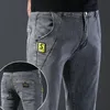 Neue elastische Jeans Männer Slim Fit Denim-Hosen-beiläufige Bleistift-Hosen graue Hosen klassische Dropship Big Size E6da #