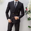 new Arrival Suits for Men Fi Peak Lapel Double Breasted Male Blazer Smart Casual Formal Wedding Tuxedo Slim 2 Piece Set G1MS#