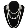 Pearl Beads Classic Necklace Layered Crossborder Jewelry Long Tassel for Women Dress Men Suit Gift 240322