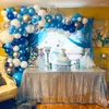 Party Decoration 142 PCS Blue Silver White Arch Garland Kit för examen Baby Shower Bröllopsfödelsedagsbakgrund DIY -leveranser