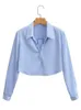 Yenkye Fashion Women Solid Cotted Satin Shirt Vintage Front Tan -Front Button Kobieta Bluzka High Street Chic Tops 240328