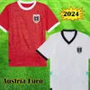2024 Österrike Euro Soccer Jerseys Home Away Österrike Nationella fotbollslagssatser Män toppar Tee Shirts Uniforms Set Red Tops White Tees
