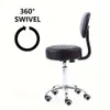 Black Round Rolling Stool Back PU Leather Height Adjustable Swivel Drafting Work SPA Salon Stools Chair with Wheels