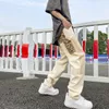 Hip Hop Kaki Cew Fr Pantalon à jambe droite Salopette Encre Spling Couture Pantalon en toile droite Pantalon cargo rétro Hommes r68F #