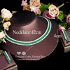 Halsbandörhängen Set ThreeGraces Elegant Green CZ Zircon Silver Color Fashion Choker and Evening Party Jewelry for Women Tz893