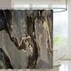 Czarny złoty marmurowy crack łazienka prysznicowa zasłona prysznicowa luksus abstrakcyjny deco teksturowany geode sztuki poliestrowe haczyki do kąpieli 240328