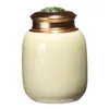 Storage Bottles Double Layer Alloy Sealed Jar Porcelain Tea Tank Moisture-proof Coffee Candy Travel Mini Portable Decoration