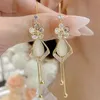 Long Style Pearl Earring Cats-Eys Stone Eardrop Flower Stud Geometric Famous Women 925 Silver Crystal Rhinestone Earring Wedding Party Jewerlry Without Letters