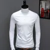 męskie topy golfowe swobodne pełne lg rękaw solidna czarna warstwa podstawy stretch na jesienne zimowe stretch kpop designerka t -shirt men q8ai##