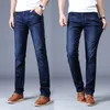 2022 Nouveaux hommes Stretch Jeans Mâle Classique Élasticité Busin Jeans Hommes Fi Confortable Solide Slim Droit LG Denim Pantalon y1En #