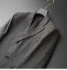 Primavera y otoño Nuevos hombres Blazer Fi Trend Plaid Busin Chaqueta casual Gris Marrón Abrigo Novio Boda Dr Party y8et #