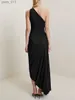 Basic casual jurken vrouwen elegante lange jurk zomer mouwloze one-shoulder geplooide hollowed onregelmatig voor cocktailparty strand zonsondergang y2k yq240328