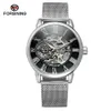 Forsining/Fuxini Men's Stain Stael Business Pół automatyczny mechaniczny obserwowanie ręczne Watch A099