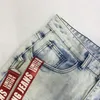 Męskie dżinsy Summer Luźne spodnie 2021 Trendy Street Men's Collocati Design Autumn Proste Spodnie Ripped Motorcycle Boy Pants I41D#