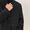 Blazers pretos masculinos chiques Zhgshan colarinho chinês túnica terno busin casual único breasted padrinhos de casamento jaquetas W6Bk #