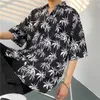 Heren Zomer Casual Bloemenshirt met korte mouwen Fi Veelzijdige knappe tops Hawaiiaans vakantiestrand Los bedrukt overhemdjas k8Xa#