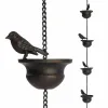 Film Creative Birds on Cups Metal Rain Chain Rain Catcher For Gutter Roof Decoration Metal Drainage Rain Chain Downpout Tool