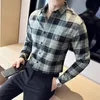 marka jesienna koszulka kratowa mężczyźni klasyczny rękaw LG Slim Fit Busin Dr koszulka Fi Casual Social Streetwear koszule 2023 N9BD#