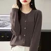 Szdyqh Hot Sale Spring Women’s Cardigan 100 ٪ الصوف الصوفي سترة متبكّمة أنيقة قمم السببية معطف o-neck