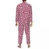 Startseite Bekleidung Niedlicher Ditsy-Blumen-Pyjama für Herren, Blumendruck, schöne tägliche Nachtwäsche, Herbst, 2-teilige Vintage-Pyjama-Sets mit übergroßer Grafik