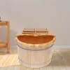 Bañeras Cubo de baño de pies portátil Cubo de madera Masaje de baño de pies con cubierta y masajeador de placa