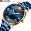 CURREN Karien 8383 Montre de mode professionnelle à quartz étanche pour hommes avec bracelet en acier fin