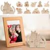 Miniaturen Gepersonaliseerde Dieren Houten Beer Familie Puzzel Aangepaste Naam Desktop Decoraties Kerst Verjaardag Cadeaus voor Ouders