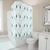 Rideaux de douche en diamant et étoile, Vintage du milieu du siècle, grille Turquoise, salle de bains avec crochets pour 240328