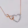 Collier de bijoux Swarovskis modèle Yuan, collier d'amour éternel en or Rose, élément d'hirondelle féminine, chaîne de collier en forme de cœur en cristal
