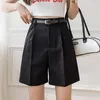 Löst Khaki Wide Leg Summer Shorts 2021 Casual High Waist Casial Suit Tyg Knälängd Byxor Kvinnliga Capris Bermuda Y26F#