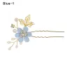 Hair Clips Barrettes Sweet Bridal Pins Luxury Blue Pink Flower Combs Headdress Prom Accessories Gold Leaves Jewelryhair Drop Delivery Otegu