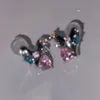 Stud Earrings Fashion 925 Silver Needle Metal Love Heart For Women Color Rhinestones Sweet Cool Girl Jewelry