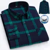 Camisa xadrez escovada de flanela escovada masculina 6XL grande 100% N-ir resistente a rugas manga LG Fi Slim Fit Busin casual d2ep #