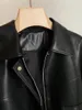 Women's Jackets 2024 Autumn/winter Protein Skin Lapel Zipper Casual Jacket 1020