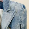 Kvinnor av högsta kvalitet ons denim Jeans Outwear Jackets Dubbelbröst Slim Short Female Casual Blazer M6OK#