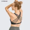 Bras Syrokan Strappy Sports Bras For Women Cross Back Seksowne wyściełane joga bra stanik urocze Aktywne odzież wyściełana topy BRAS BIELNE