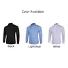 Hommes Chemise blanche Dr Chemises Regular Fit Lg Manches Chemise de couleur unie Col rabattu Blouse Busin Social Tee Tops m9sM #