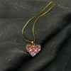 2022 Nieuwe Roze Diamant Liefde Zirkoon Ketting Vrouwen Eenvoudige Fashion Design Trend Temperament Sieraden Sleutelbeen Chain3015