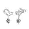 Stud Küpeler Japon ve Koreli S925 Silver Heart Comped Heart Heart Heart ile Seti Küçük Lüks Mikro Seti