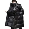 winter Mens Down Jacket Lg Type Hooded Thickened Male New Trendy Youth Glossy 90% White Duck Down Coat z4j1#