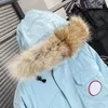 최고 품질의 디자이너 여성 남성 중간 길이 캐나다 버전 복 포어 다운 여성 재킷 아래 파카 겨울 두꺼운 따뜻한 거위 코트 바람 방향 스트리트웨어 구스 파카