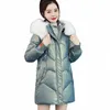 новая зимняя куртка No W, глянцевые пуховики, женские пальто Lg Fi, холодная теплая парка с меховым воротником и капюшоном, пальто 3XL E4hX #