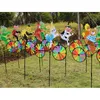 Decorações de jardim pequeno animal na bicicleta diy moinho de vento 3d girador de vento gramado decorativo gadgets decoração ao ar livre criança