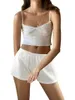 Home Clothing Women Y2k 2 Piece Shorts Set Lace Trim Tank Tops And Elastic Waist Pajama Sets Sleepwear Lounge Outfits