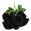 Dekorativa blommor 10 PCS Simulering Black Rose Flower Prorning Artificial Party Bouquet Decoration Fake Wedding Halloween Vintage