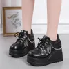 Chaussures décontractées 2024 taille 42 noir à lacets boucle compensées plate-forme femmes baskets fond épais mode gothique Punk