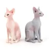 彫刻bufsphinx猫の置物、カナダの毛のない猫モデル、子供のシミュレーション動物のおもちゃ、ペット猫の飾り図