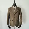 men's Blazer Slim Fit Tweed Wool Elegant Classic Single Piece Groom's Suit Wedding Autumn Winter Vintage Jacket R6dU#
