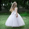 Princesse White Vin Rose Jewel Applique Girl's Birthday / Party Robes Girl's Pageant Robes Flower Girl Robes Girls Everydrow